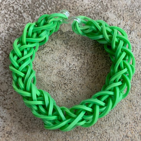 Green French Braid Rainbow Loom Bracelet - Picture 1 of 2